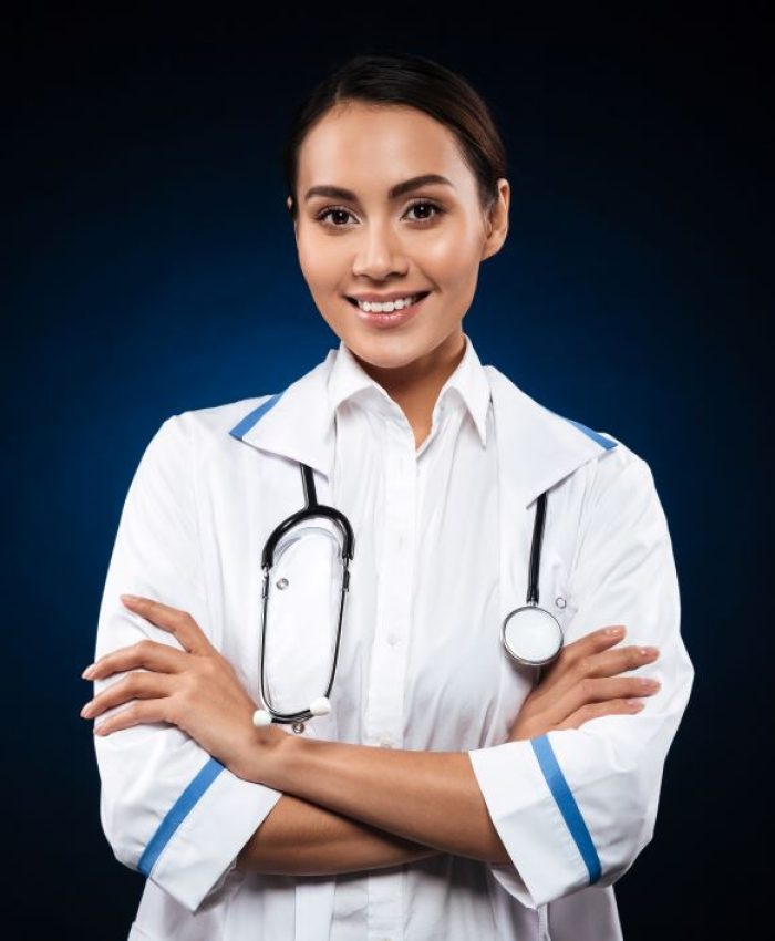 portrait-beautiful-brunette-nurse-isolated-black